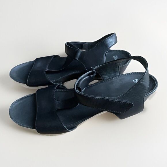 Camper‎ Black Calfskin Leather Micro Wedge Sandals Womens Size 41 EU / 11 US - Picture 3 of 8